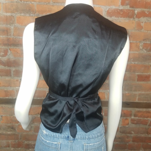 VTG Women's Vest Black w/Sequins Beads Pearls on F - Picture 5 of 6